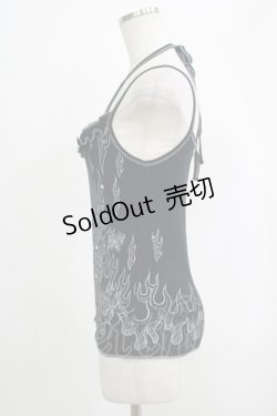 画像2: ALGONQUINS / プリントホルター付キャミソール  黒 H-25-09-24-067-AL-TO-KB-ZT491