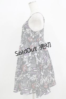 画像2: WORLD WIDE LOVE！(Rydia) / 総柄キャミワンピース  黒 H-25-09-24-007-PU-OP-KB-ZH