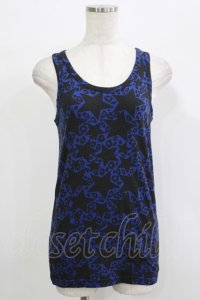 WORLD WIDE LOVE！(Rydia) / 総柄タンク  青×黒 H-25-09-24-069-PU-TO-KB-ZT491