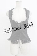 Qutie Frash / 編み上げベストトップス  黒 H-25-09-24-070-QU-TO-KB-ZH