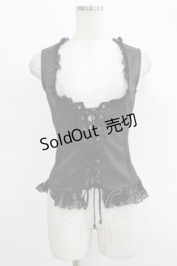 画像1: Qutie Frash / 編み上げベストトップス  黒 H-25-09-24-070-QU-TO-KB-ZH