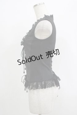 画像2: Qutie Frash / 編み上げベストトップス  黒 H-25-09-24-070-QU-TO-KB-ZH