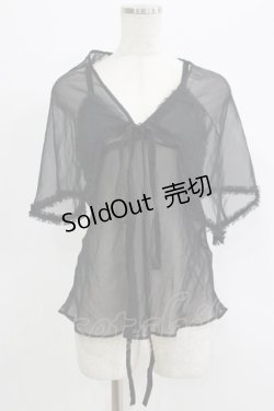 画像1: ALGONQUINS / ジョーゼットキャミ＆マルチフラップケープ  黒 H-25-09-24-073-AL-TO-KB-ZT495