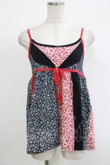 ALGONQUINS / プリント切替ベビードールキャミ  黒 H-25-09-24-074-AL-TO-KB-ZT495