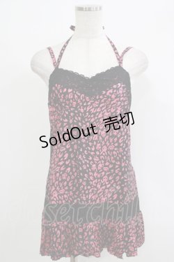 画像1: ALGONQUINS / プリントベビードールキャミ  黒×ピンク H-25-09-24-075-AL-TO-KB-ZH