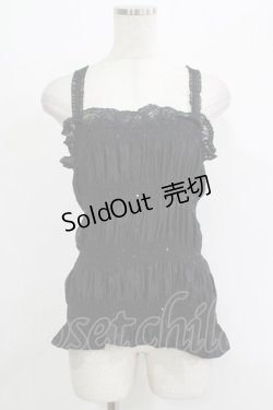 画像1: ALGONQUINS / スパンコール付シャーリングキャミ  黒 H-25-09-24-077-AL-TO-KB-ZT024