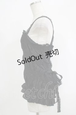 画像2: ALGONQUINS / スパンコール付シャーリングキャミ  黒 H-25-09-24-077-AL-TO-KB-ZT024