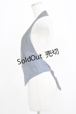 画像2: ALGONQUINS / ストライプ切替ベスト  黒×青 H-25-09-24-084-AL-TO-KB-ZH