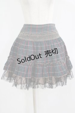 画像1: ALGONQUINS / 裾チュールチェックスカート  グリーン H-25-09-24-010-AL-SK-KB-ZH