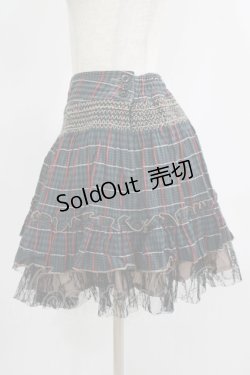 画像2: ALGONQUINS / 裾チュールチェックスカート  グリーン H-25-09-24-010-AL-SK-KB-ZH