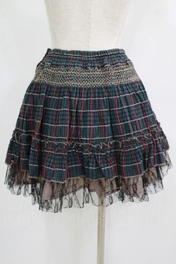 画像3: ALGONQUINS / 裾チュールチェックスカート  グリーン H-25-09-24-010-AL-SK-KB-ZH