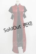 Qutie Frash / 刺繍チャイナチュニックワンピース  黒×赤 H-25-09-24-016-QU-OP-KB-ZH