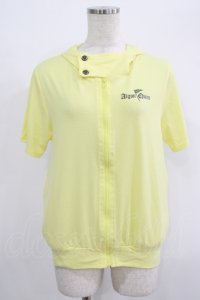 ALGONQUINS / プリント半袖ZIPパーカー  イエロー H-25-09-24-022-AL-TO-KB-ZT493