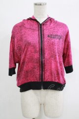 ALGONQUINS / プリント半袖ZIPパーカー  ピンク H-25-09-24-023-AL-TO-KB-ZT493