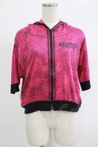 ALGONQUINS / プリント半袖ZIPパーカー  ピンク H-25-09-24-023-AL-TO-KB-ZT493