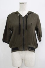 画像1: 【SALE】ALGONQUINS / プリント半袖ZIPパーカー  カーキ H-25-09-24-024-AL-TO-KB-ZT490 (1)