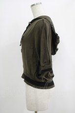 画像2: 【SALE】ALGONQUINS / プリント半袖ZIPパーカー  カーキ H-25-09-24-024-AL-TO-KB-ZT490 (2)