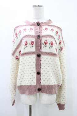 画像1: merry jenny / flower gardenニットカーディガン  ピンク H-25-09-25-1043-LO-TO-KB-ZH