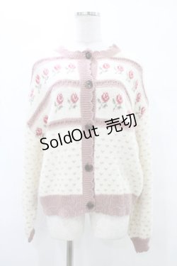 画像1: merry jenny / flower gardenニットカーディガン  ピンク H-25-09-25-1043-LO-TO-KB-ZH
