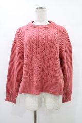 Jane Marple Dans Le Salon / バルキーヤーンのアランニット  ピンク H-25-09-25-1046-JM-TO-KB-ZH