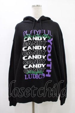 画像1: Candy Stripper / PLAYFUL SWEAT HOODIE  ブラック H-25-09-25-1050-PU-TO-KB-ZH