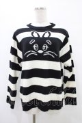 Candy Stripper / HIDE BUNNY BORDER KNIT  ホワイト×ブラック H-25-09-25-1054-PU-TO-KB-ZH