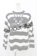 Candy Stripper / HIDE BUNNY BORDER KNIT  ホワイト×ブラック H-25-09-25-1054-PU-TO-KB-ZH