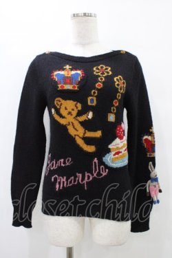 画像1: Jane Marple / おもちゃ編み込みニット  黒 H-25-09-25-1056-JM-TO-KB-ZH