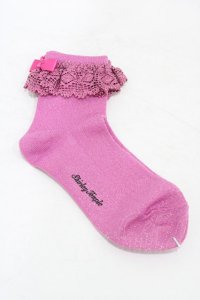 Shirley Temple / レースラメソックス 22〜24cm ピンク H-25-09-25-1007-ET-ZA-KB-ZH