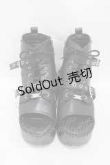 YOSUKE / チェーンベルトブーツサンダル 27cm ブラック H-25-09-25-1002-PU-SH-KB-ZT1030J