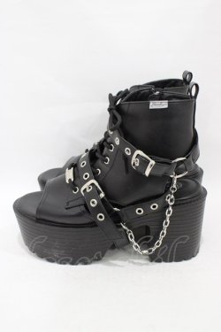 画像2: YOSUKE / チェーンベルトブーツサンダル 27cm ブラック H-25-09-25-1002-PU-SH-KB-ZH