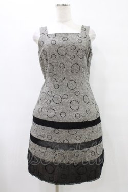 画像1: Jane Marple / ドット刺繍ツイードジャンパースカート  グレー H-25-09-25-1027-JM-OP-KB-ZH