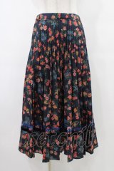 Jane Marple Dans Le Salon / Flowers of Jouy double accordion skirt  ネイビー H-25-09-25-1038-JM-SK-KB-ZH