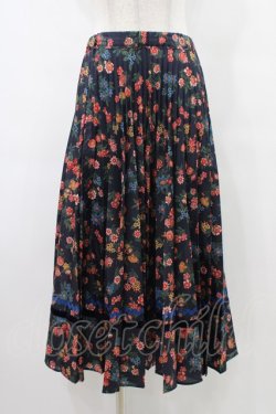 画像1: Jane Marple Dans Le Salon / Flowers of Jouy double accordion skirt  ネイビー H-25-09-25-1038-JM-SK-KB-ZH