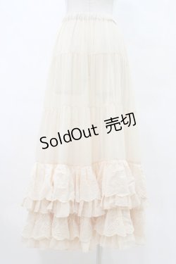 画像2: BPN / レースフリルティアードロングペチスカート  ベージュ H-25-09-25-1039-GO-SK-KB-ZH