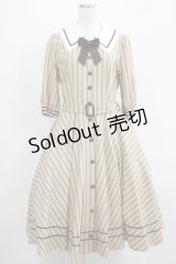 Innocent World / 英国調ストライプワンピース L カフェオレ×ショコラ H-25-09-26-001-IW-OP-NS-ZH