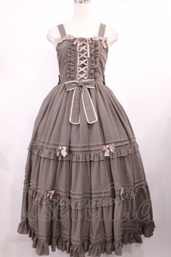 画像1: metamorphose / レースアップティアードロングジャンパースカート Free グレージュ H-25-09-26-1001-ME-OP-NS-ZH