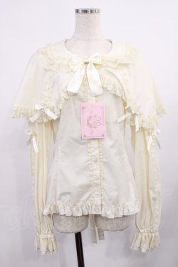 画像1: metamorphose / 【プラスサイズ】ケープ付き丸襟ブラウス プラスサイズ アイボリー H-25-09-26-1030-ME-BL-NS-ZH