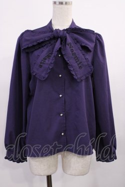 画像1: NOEMIE / ゴシックフリルオープンショルダーボウタイブラウス M 紫 H-25-09-26-1033-LO-BL-YZ-ZH