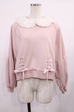 画像1: Secret Honey / 襟付きレースアップトップス Free ピンク H-25-09-26-1035-CA-TO-NS-ZH