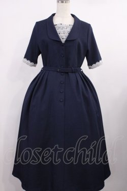 画像1: an another angelus / レースレイヤードクレリックワンピース Free NAVY H-25-09-26-1004-CA-OP-NS-ZH