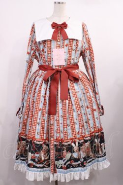 画像1: metamorphose / Happy Sewing Timeワンピース サイズ1 サックス赤 H-25-09-26-1007-ME-OP-NS-ZH