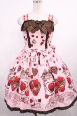 画像1: BABY,THE STARS SHINE BRIGHT / Strawberry Loves Chocolate柄ジャンパースカートII Free ピンク H-25-09-26-1014-BA-OP-NS-ZH (1)