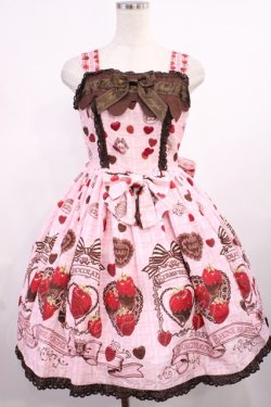 画像1: BABY,THE STARS SHINE BRIGHT / Strawberry Loves Chocolate柄ジャンパースカートII Free ピンク H-25-09-26-1014-BA-OP-NS-ZH