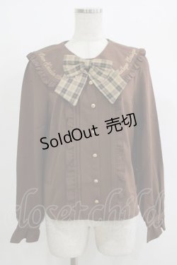 画像2: Amavel / くまの探偵さん ネクタイ&チェックリボンブラウス Free ブラウン H-25-09-26-048-CA-BL-NS-ZH