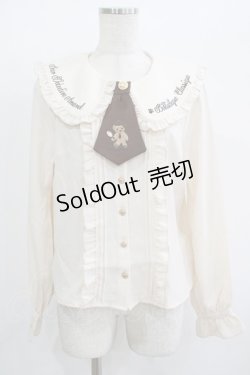 画像1: Amavel / くまの探偵さん ネクタイ&チェックリボンブラウス Free アイボリー H-25-09-26-051-CA-BL-NS-ZH