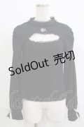 Rojita / ロゴ刺繍デコルテ開きリブトップス Free ブラック H-25-09-26-056-LO-TO-NS-ZH