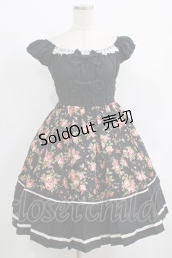 画像1: CHOCOCHIP COOKIE / 薔薇チュールローズプリントワンピース Free ブラック H-25-09-26-007-LO-OP-NS-ZH