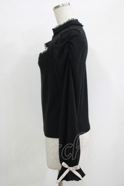 画像2: Rojita / ロゴ刺繍デコルテ開きリブトップス Free ブラック H-25-09-26-056-LO-TO-NS-ZH