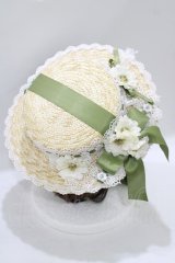 Chalmiere / フラワーサマーハット  グリーン H-25-09-26-078-PU-AC-NS-ZT-K025